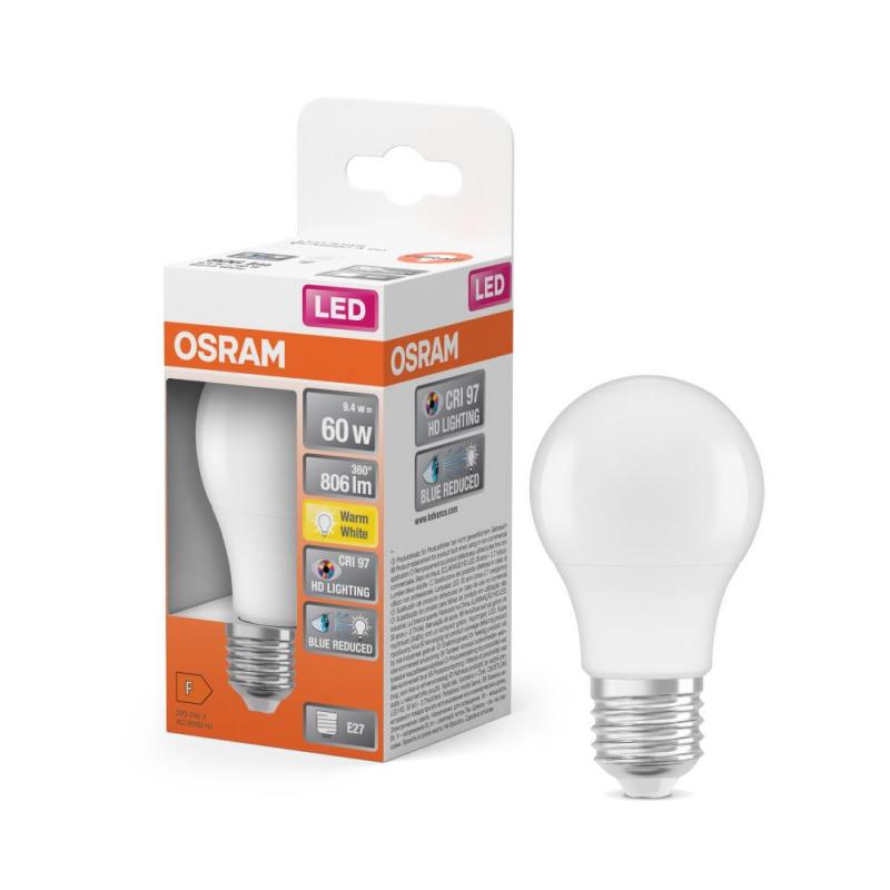 OSRAM E27 Lampe STAR Classic 9,4W wie 60W 2700K warmweißem Licht mit sehr hoher Farbwiedergabe 97Ra